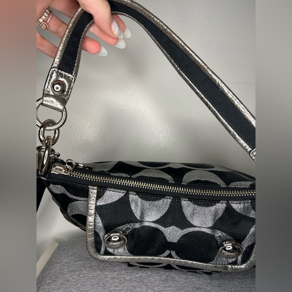 Coach Silver & Black Crossbody Bag EUC sold - Picture 4 of 11
